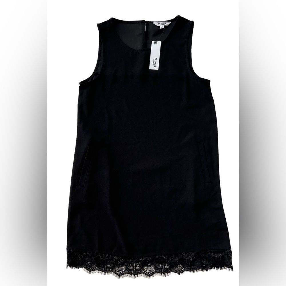 BB Dakota by Steve Madden Lace Trim Sleeveless Black Dress New with Tags NWT S